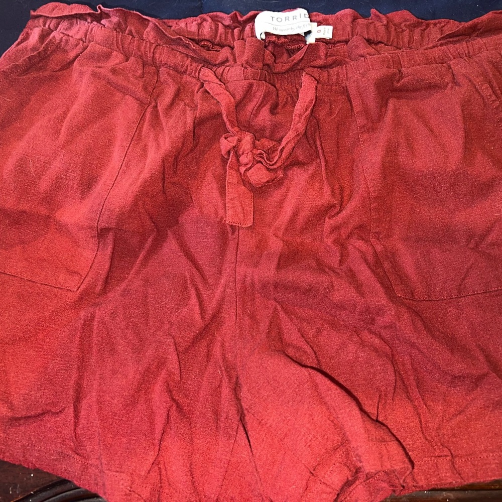 Torrid Rust Drawstring Linen-Blend Women’s Shorts